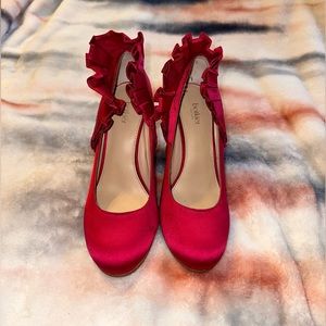 Botkier Anthropologie Vienna Ruffle Pump Heels Fuschia